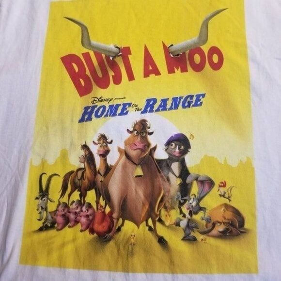 Vintage Disney Store Mens M T-Shirt Home on the Range Movie Bust a Moo Rare New - Picture 1 of 6